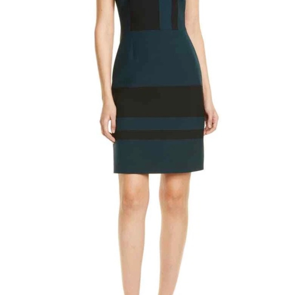 Hugo Boss Sleeveless Teal and Black Dress